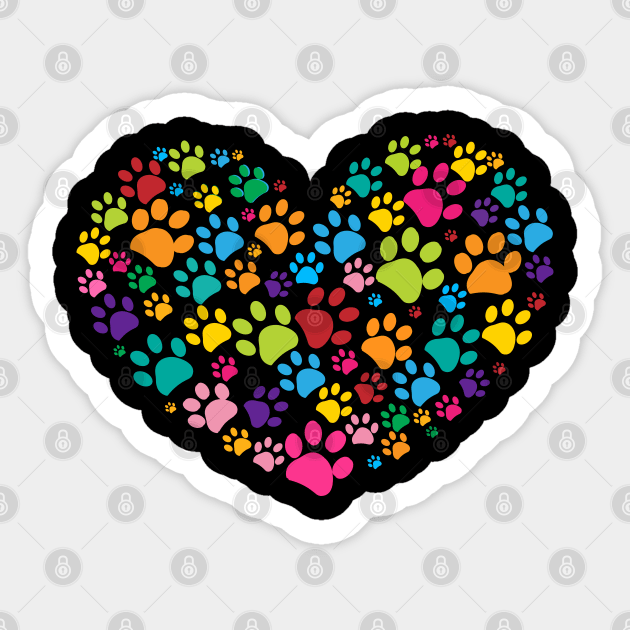 Colorful dog paw print made of heart Sticker by GULSENGUNEL